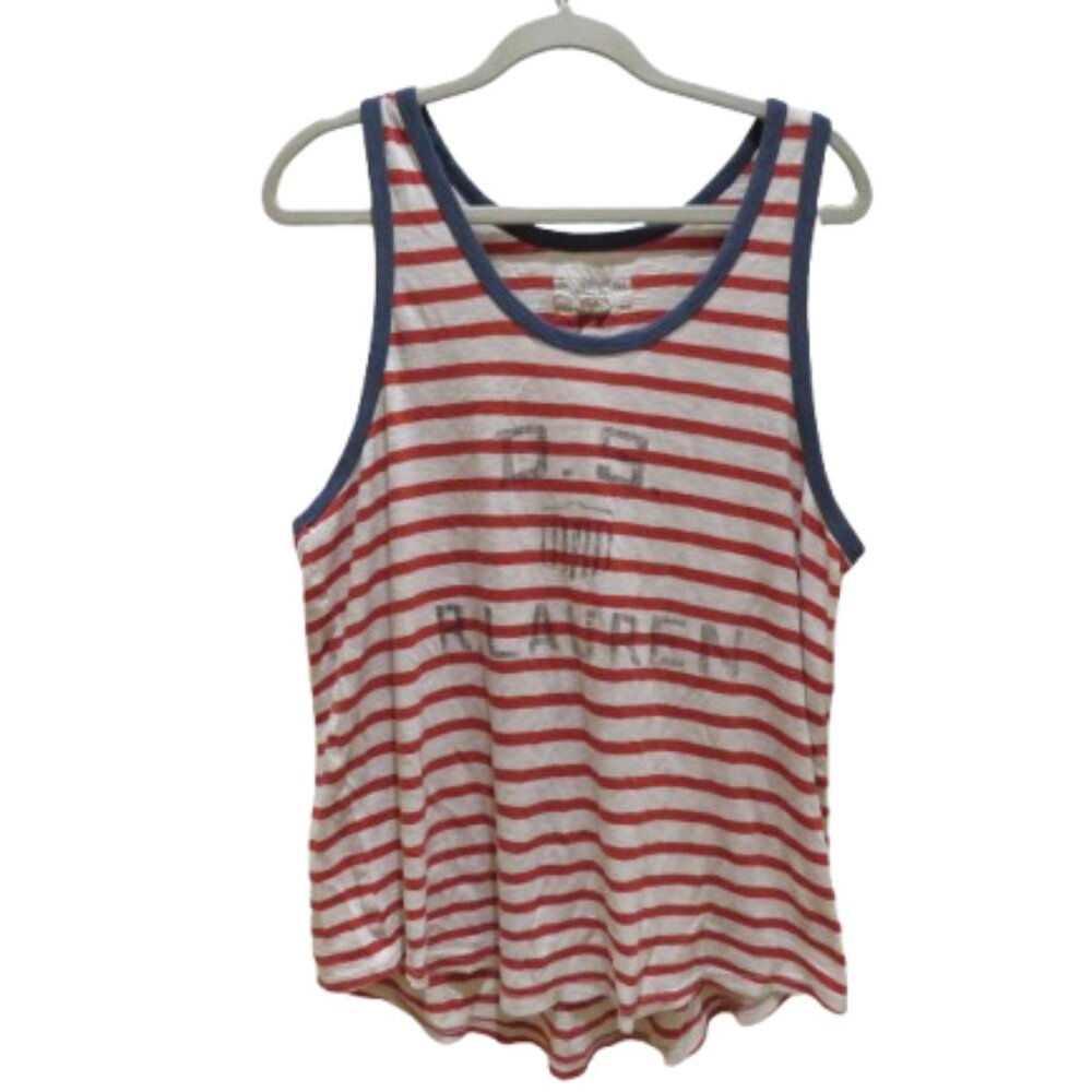 VINTAGE DENIM & SUPPLY RALPH LAUREN American Flag Slub Cotton Tank Top Y2K Sz M